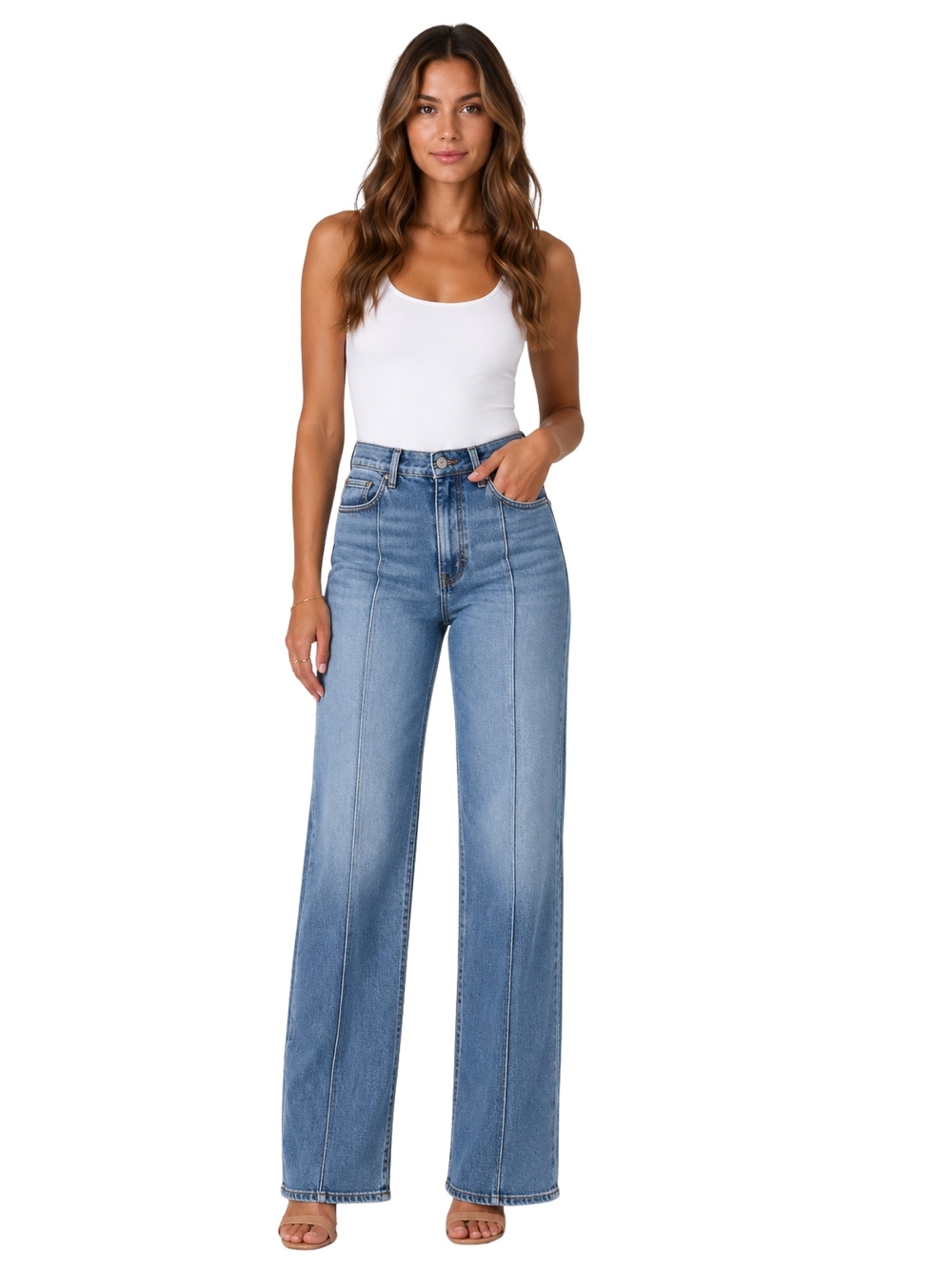 Dear‎ John Holly Super High Rise Straight Leg Jeans Size 30 Light Wash Uncuffed